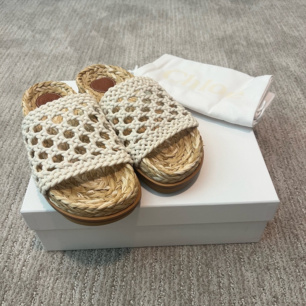 NEW IN BOX Chloé Woven Slide Sandals